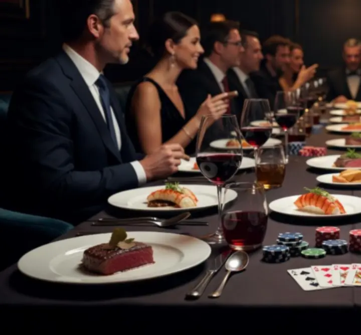 Fine dining fogások pókerasztal mellett felszolgálva