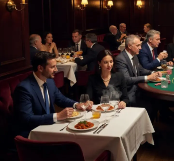 Exkluzív éttermi és pókeresemény elegáns lounge környezetben